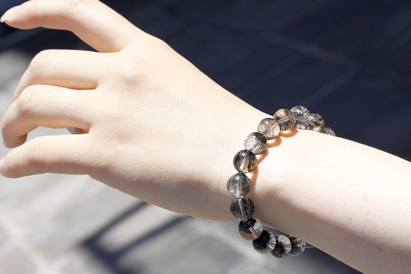 ブラックガーデンスモーキークォーツ10〜10.5mmブレスレット-003水晶