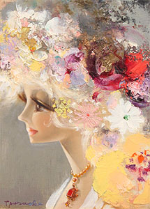 鶴岡義雄「マドモアゼル」油彩 4号