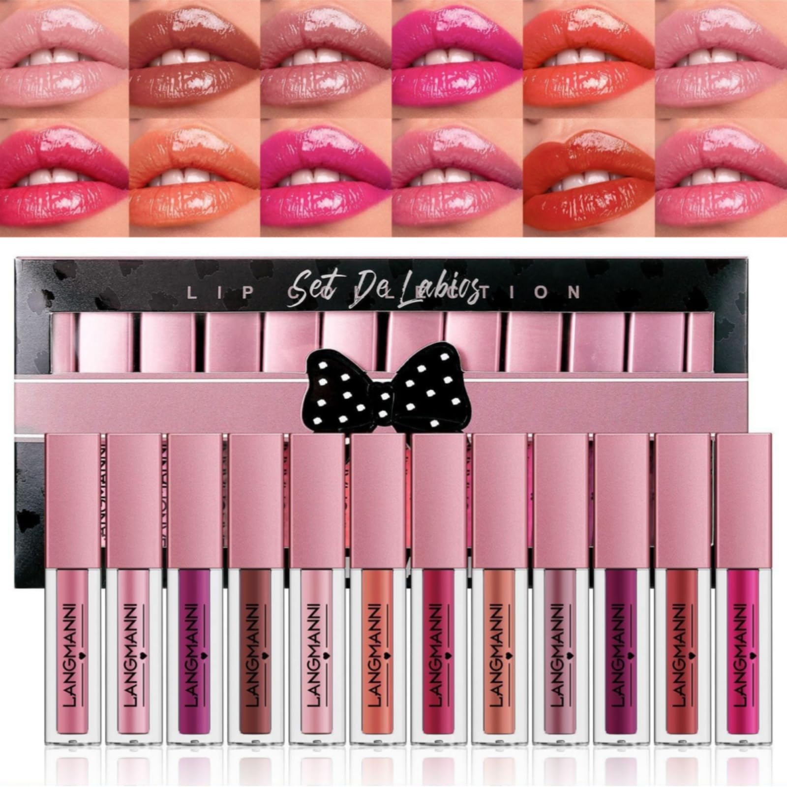 Amazon | 12pcsリップグロスセット、水分補給長続き防水非粘着カップ