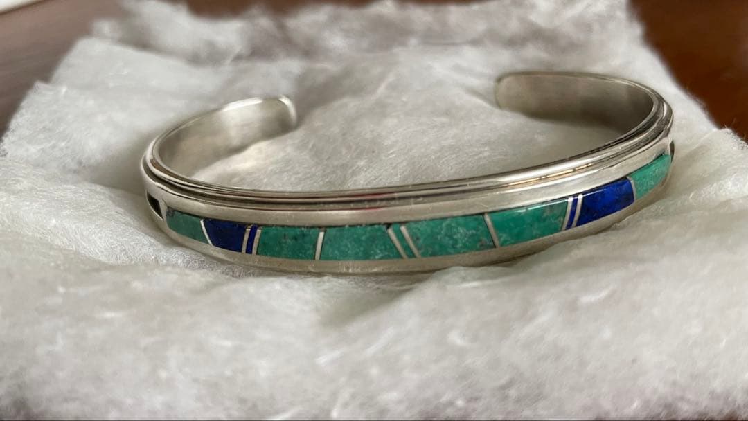 ズニ族製 マラカイト× ラピスラズリ インレイブレスレット 1156414ada9bc411d4815690d185b6