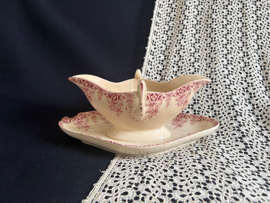 Terre de fer サクラソウ 枯れた ソーシエール フランスアンティーク フランス サラン窯 Terre de fer（テールドフェール)プレート 305mm