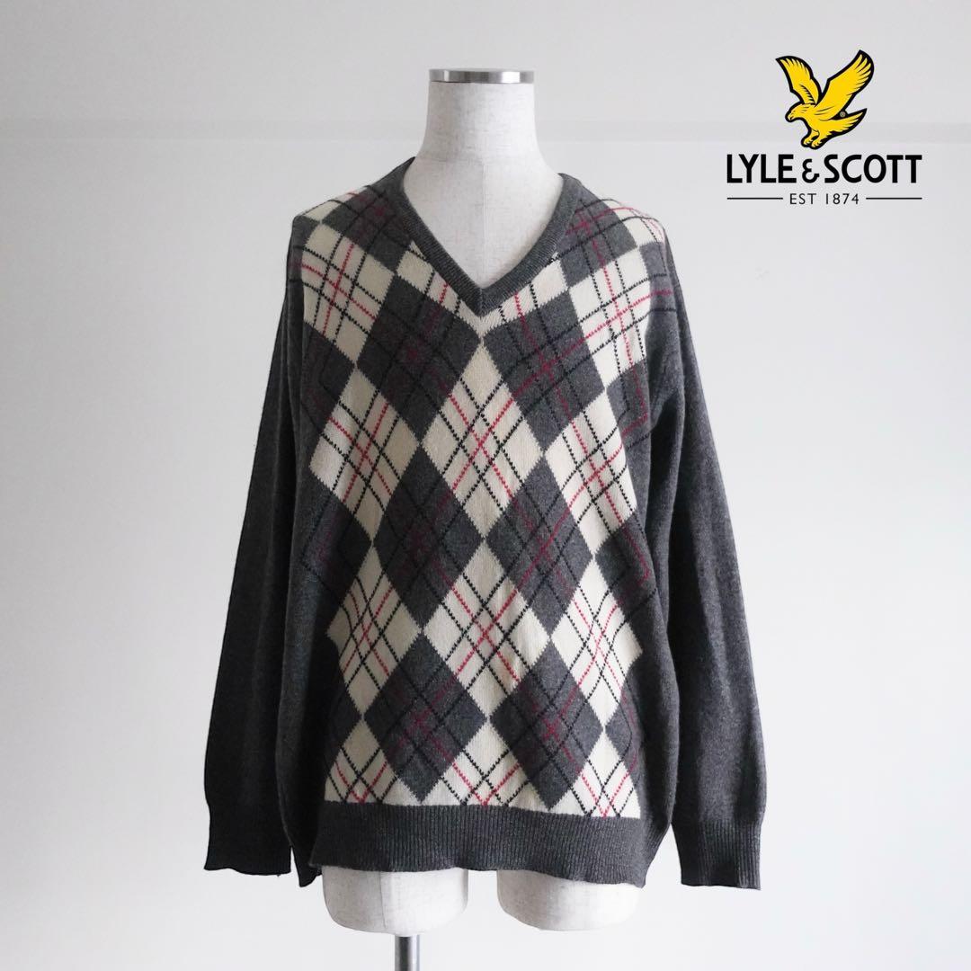 1970s Lyle&Scott ピュアカシミア　アーガイルニット　英国製 70's Lyle & Scott ライルアンドスコット アーガイル Vネック カシミア
