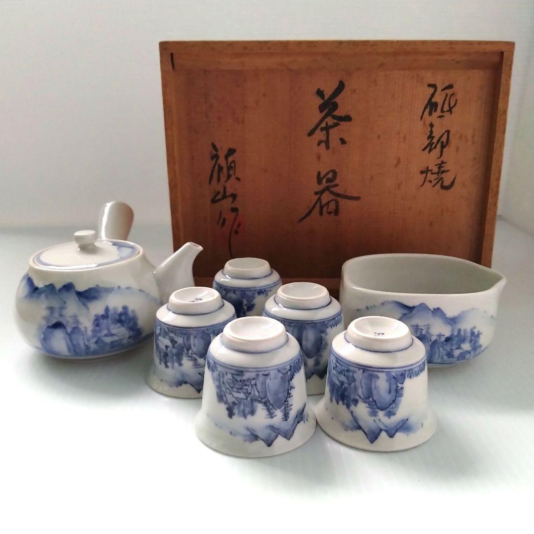 骨董 骨董品 呉須 染付 山水図 茶器揃 茶器 急須 湯冷まし 湯呑み 手描き 万象窯｜急須 山水図 - 染付 | セラボクタニ公式オンラインショップ