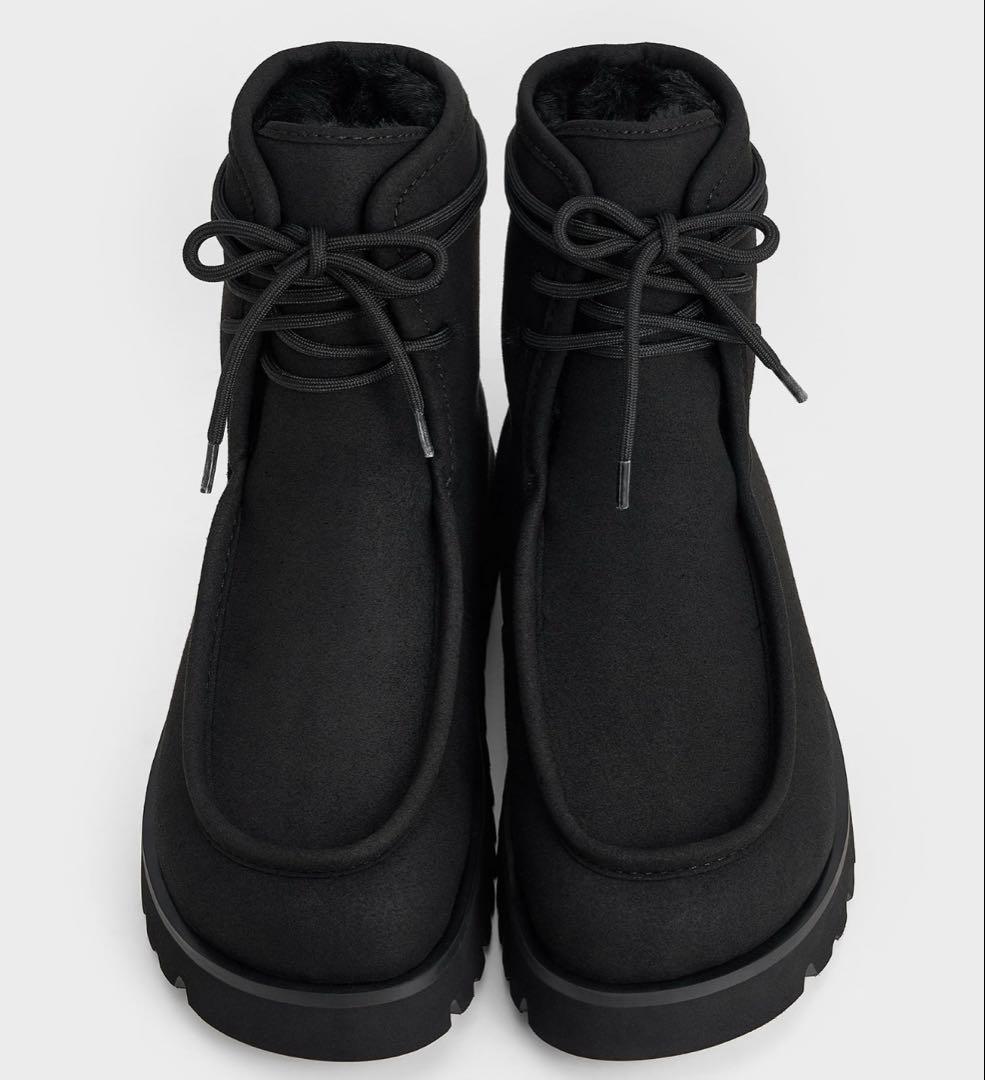 チャールズ&キース　ファーブーツ スノーブーツ ショート　ブラック 23cm チャールズ&キース ファーブーツ スノーブーツ ショート ブラック 23cm