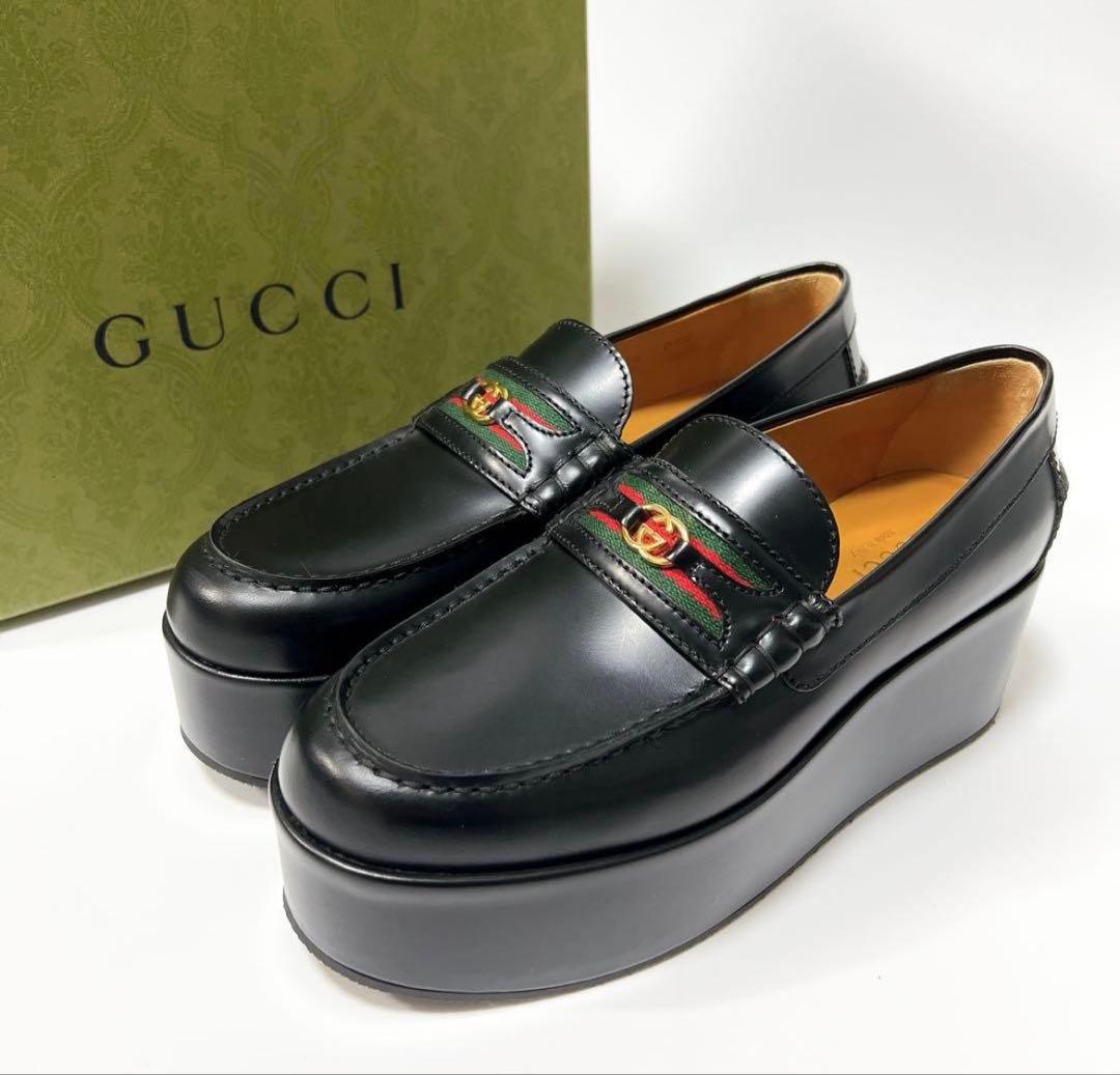 リ*ン様 GUCCI 厚底ローファー シェリーライン 35 中古・古着通販】GUCCI (グッチ) シェリーラインビットローファー