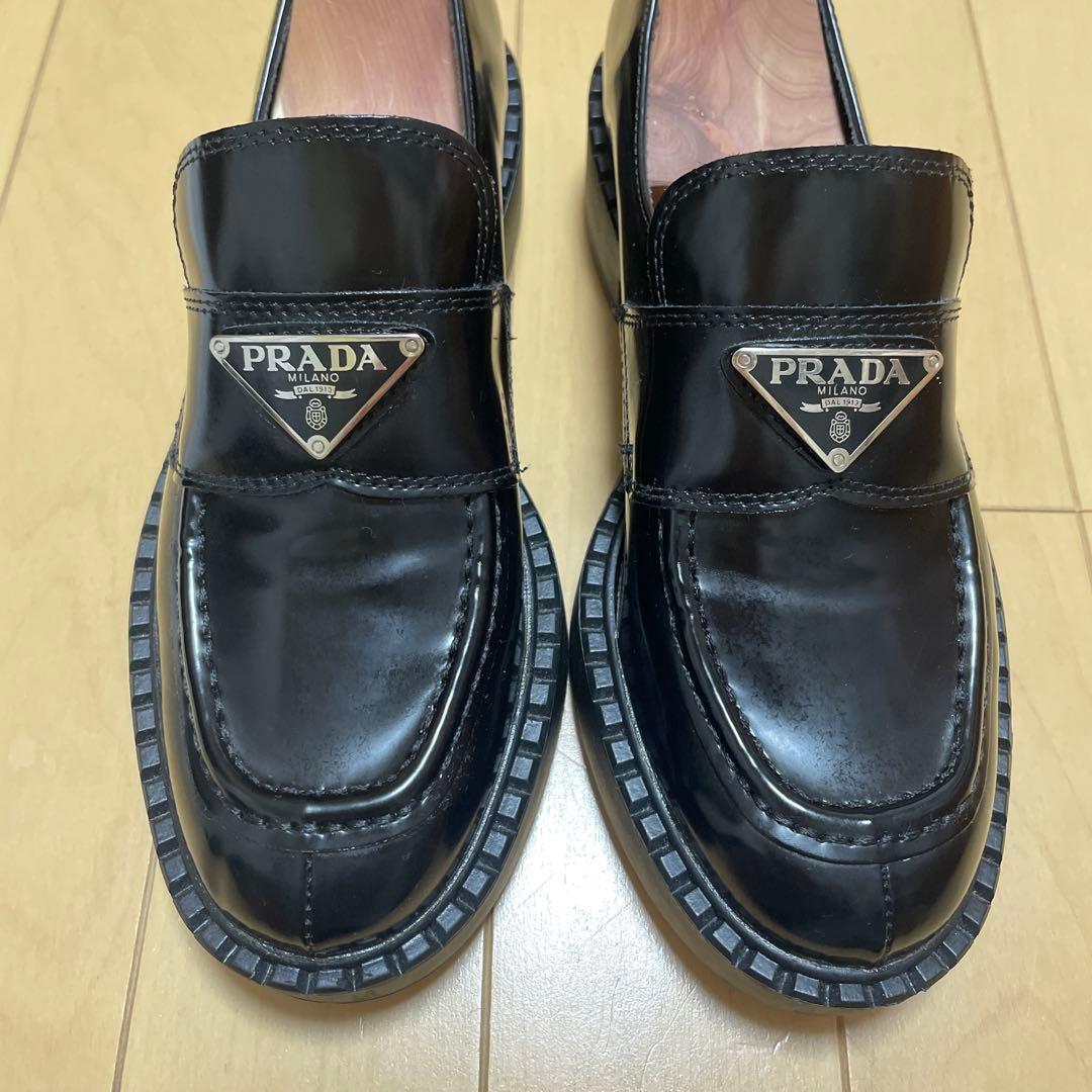 美品 PRADA プラダ レディース ローファー 革靴 37 23.5cm