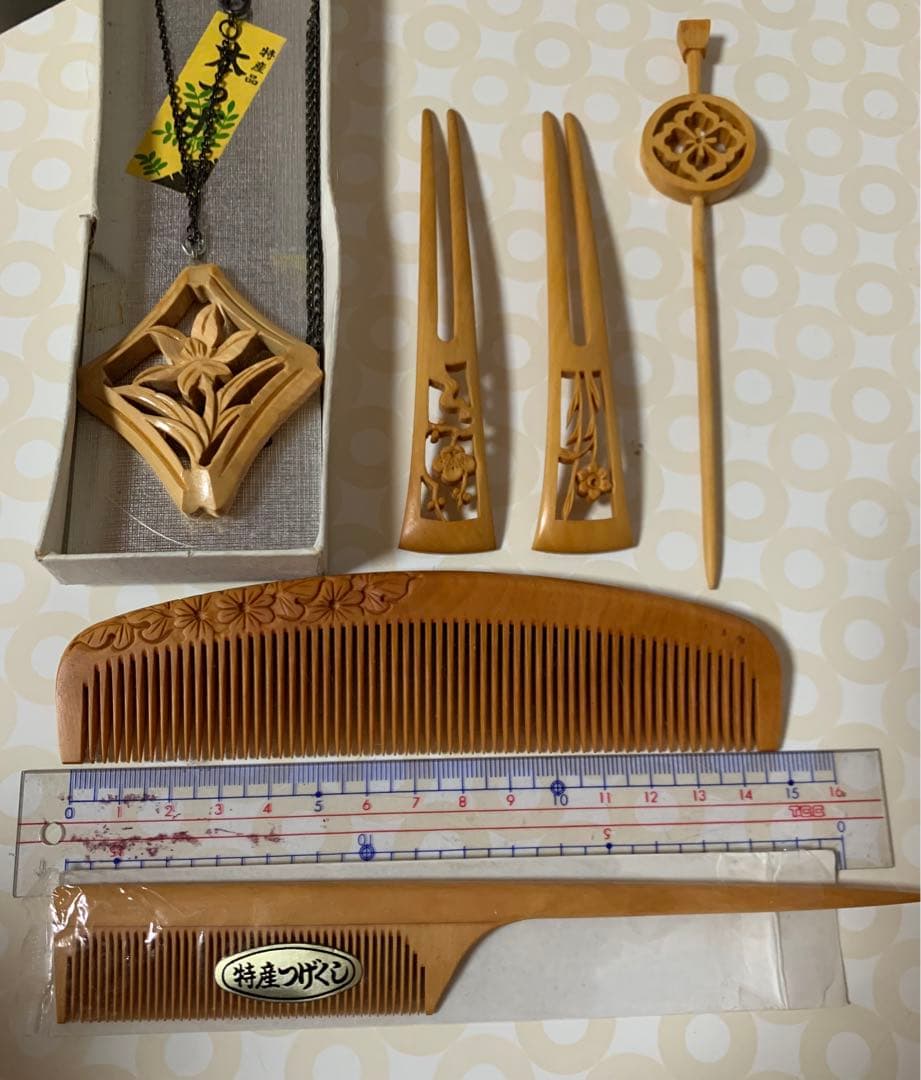 薩摩つげ　さつまつげ　拓殖　櫛　つげ櫛　かんざし　ペンダント　和風　着物　浴衣 kushi-satsuma-45km-01.jpg