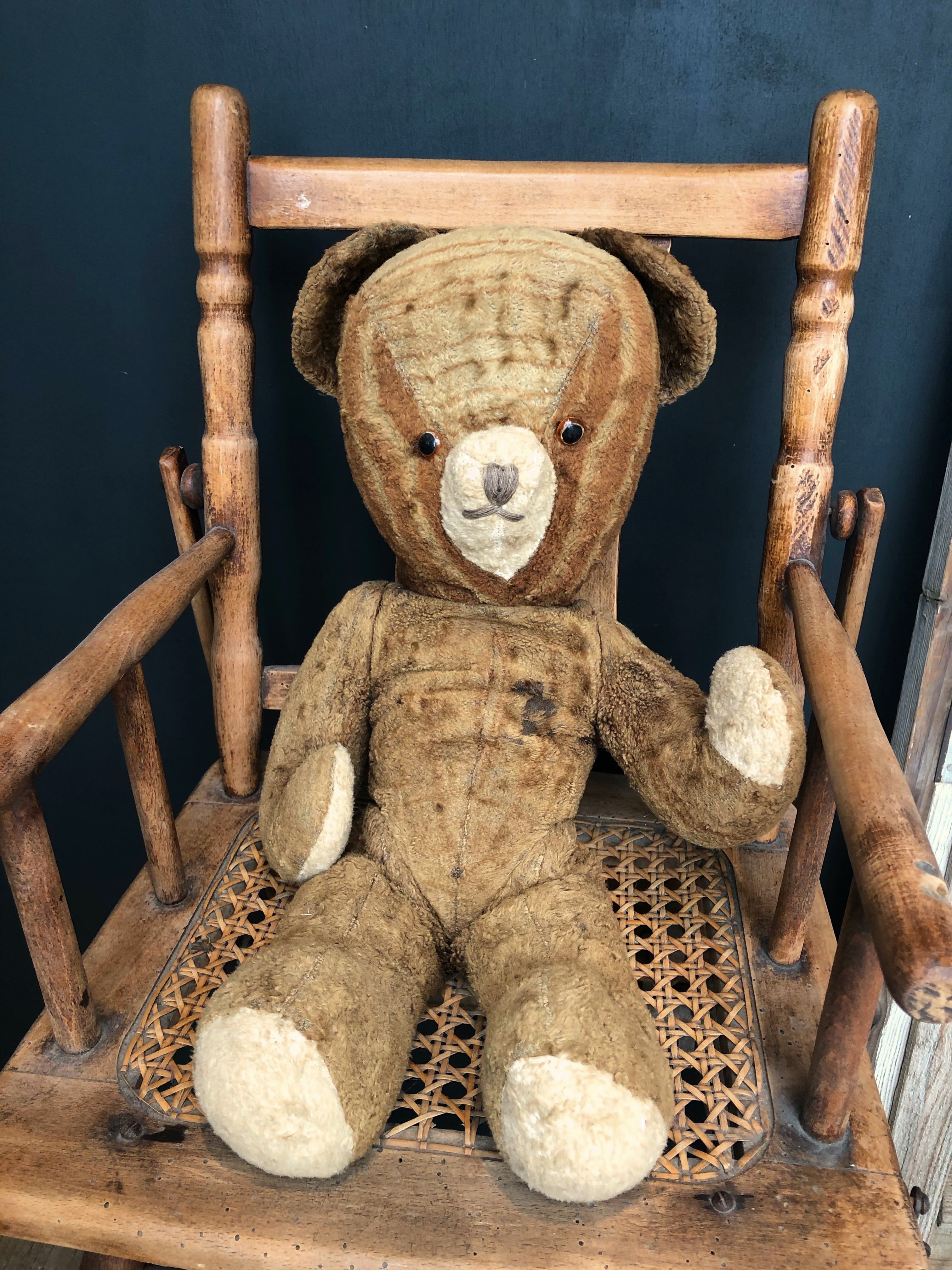 フランスアンティークベア くまぬいぐるみ ブラウン台形フェイス